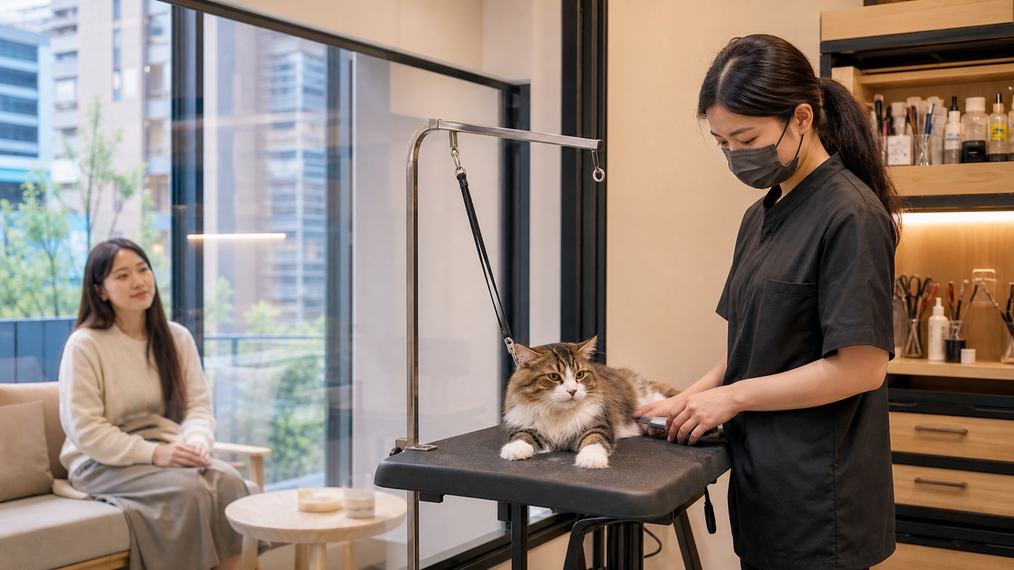 貓咪美容時飼主可以在旁邊等嗎？先看等待區、動線和貓咪壓力